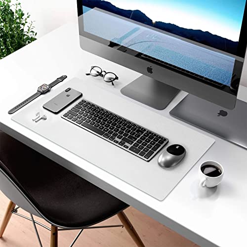 Image of Aothia Double-Sided Desk Pad, Large Mouse Pad, Office Mat, Non-Slip PU Leather Blotter, Laptop Pad, Waterproof Writing Pad for Office and Home (White, 23.6 inch x 13.7 inch)