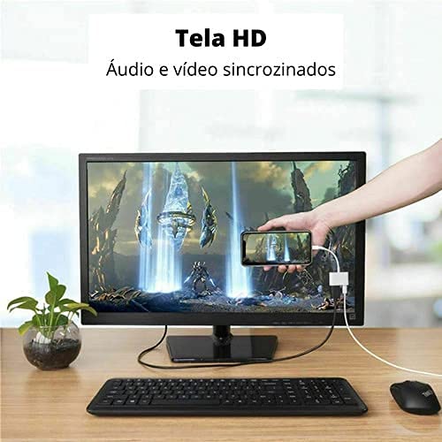 Adaptador HDMI lightning compatível com iPad/ iPad Pro/ iPhone/ iPod com Manual em Português