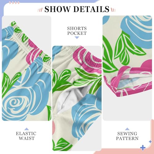 J JOYSAY Floral Rose Leaves Ivory Pajamas Pants Soft Long Pajama Bottoms Lounge Sleep Pants Size S-XL4