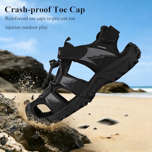Image of JMFCHI Boys Girls Kids Closed Toe Sports Sandals Summer Water Shoes | Little /Big Kid,Comfortable lightweight,Non-slip soft sole,Hook-and-loop closure,Easy wear,Anti-collision toe,Daily casual