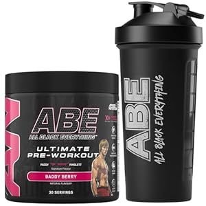 Applied Nutrition Bundle ABE Pre Workout 375g + ABE Black Shaker | All Black Everything Pre Workout Powder, Energy Drink, Physical Performance, Creatine, Beta Alanine, Caffeine (Baddy Berry)