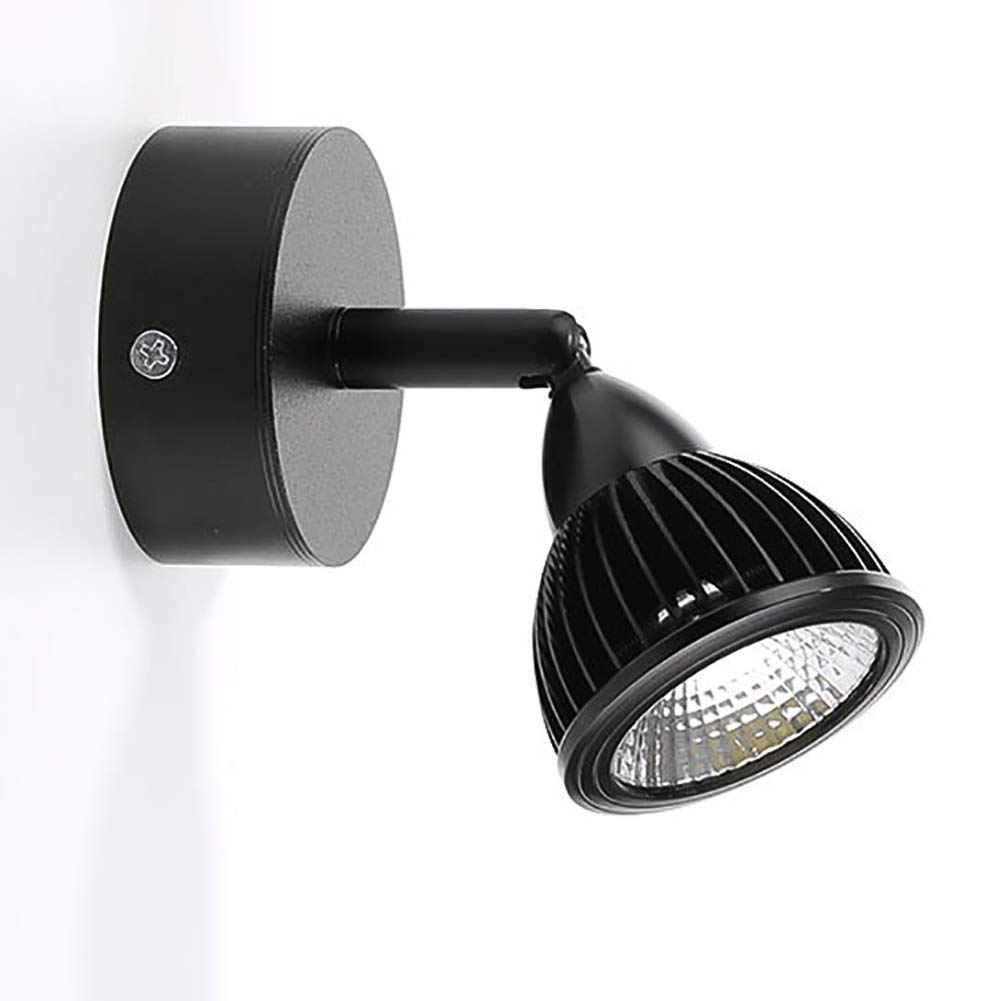 Aplique de pared ajustable LED 3W negro con foco giratorio de aluminio para lectura en dormitorio