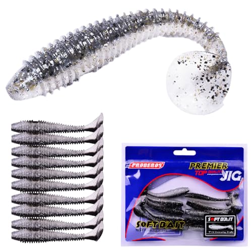 10 Pcs Paddle Tail Swimbaits Lures, 2 and 3 Inch Soft Plastic Fishing Lures Kit, Bass Fishing Lure Swim Baits for Fishing Trout, Crappie, Bass, Redfish, Freshwater, Saltwater, Black