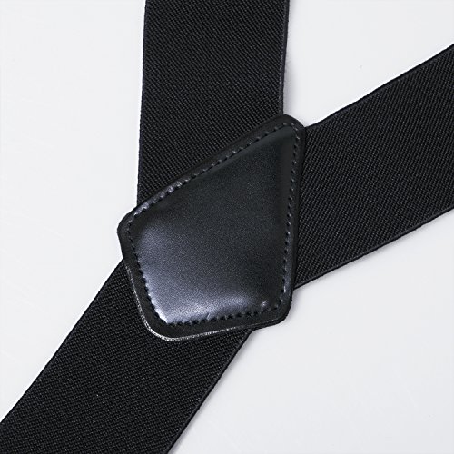Fasker Mens Suspenders XBack 2" Wide Adjustable Solid Straight Clip