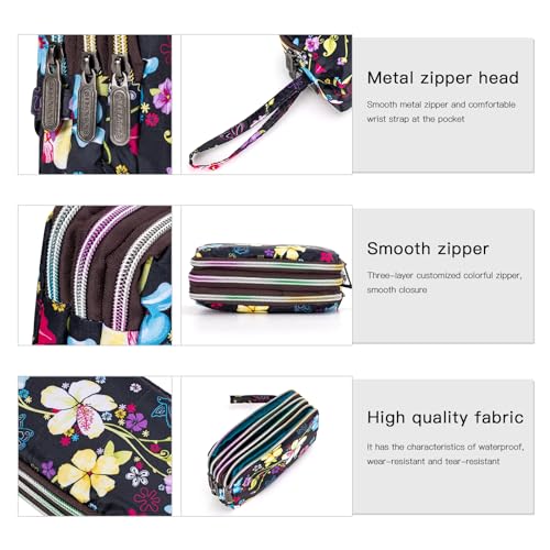 Image of BIAOTIE Large Capacity Wristlet Wallet - Women Printed Nylon Waterproof Handbag Clutch Purse