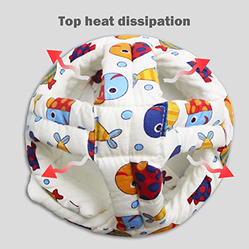 Image of Baby Head Protector Baby Helmet for Crawling Walking, No Bumps Safety Head Adjustable Protective Cap for Walking, Playing (Fish)
