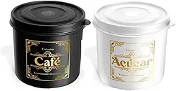 Kit Potes Café e Açúcar Cantinho do Café Vintage 1LT Tampa Hermética