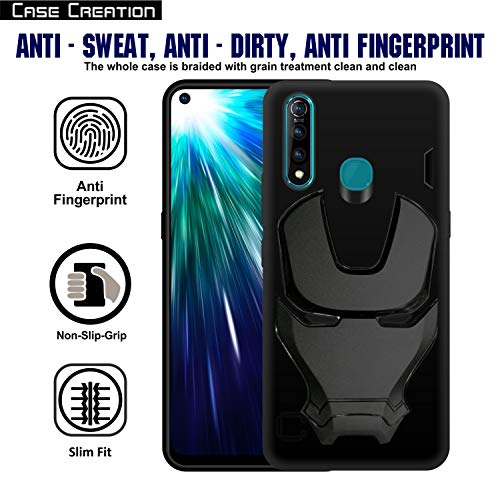Image of COVERLY Official 3D Touch Feel Trending Avengers Logo Mask Soft Rugged Grip Silicone Iron Man Super Power Cartoon Movie Engraved Silicone Matte Back Cover for Vivo Z1 Pro -HD Black Avenger