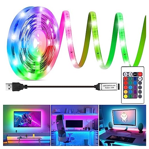 LED Strip Lights 6.56Ft, RGB LED Lights Strip for 40-60in TV LED Backlight, Color Changing Strip Light Waterproof IP65 with Remote, USB Bias LED Lighting Kit for Bedroom PC Monitor Mirror Cabinet Desk