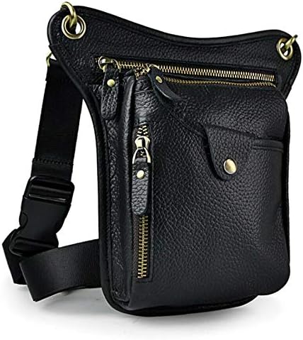 Xieben Leather Drop Leg Bag for Men Women Motorcycle Bike Riding Cycling Multi-Purpose Thigh Waist Fanny Pack Bum Pocket Hiking Sports Camping Pouch Black