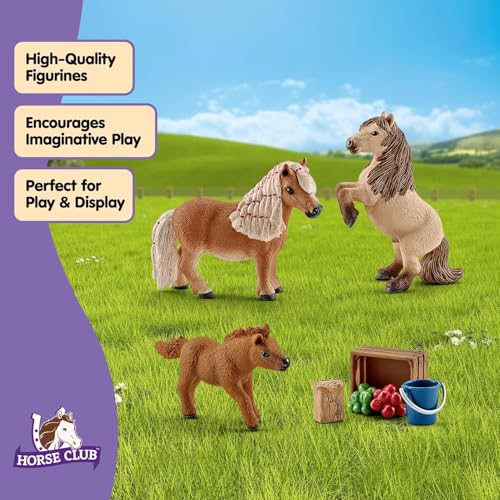 Image of Schleich Horse Club - Miniature Shetland Pony Family - Kids Ages 5+ | 41432 | Horse Figurine, Equestrian Toy for Girls 5+, Realistic Horse Toy, Screen-Free Imaginative Pretend Play, Party Gifts
