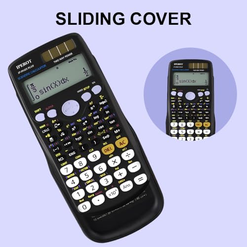 Image of Scientific Calculators, IPEROT Math Solar Calculator with 417 Function | Battery Power and 4-Line Display, School Supplies for Middle High College Students Teachers (Black 991ES )