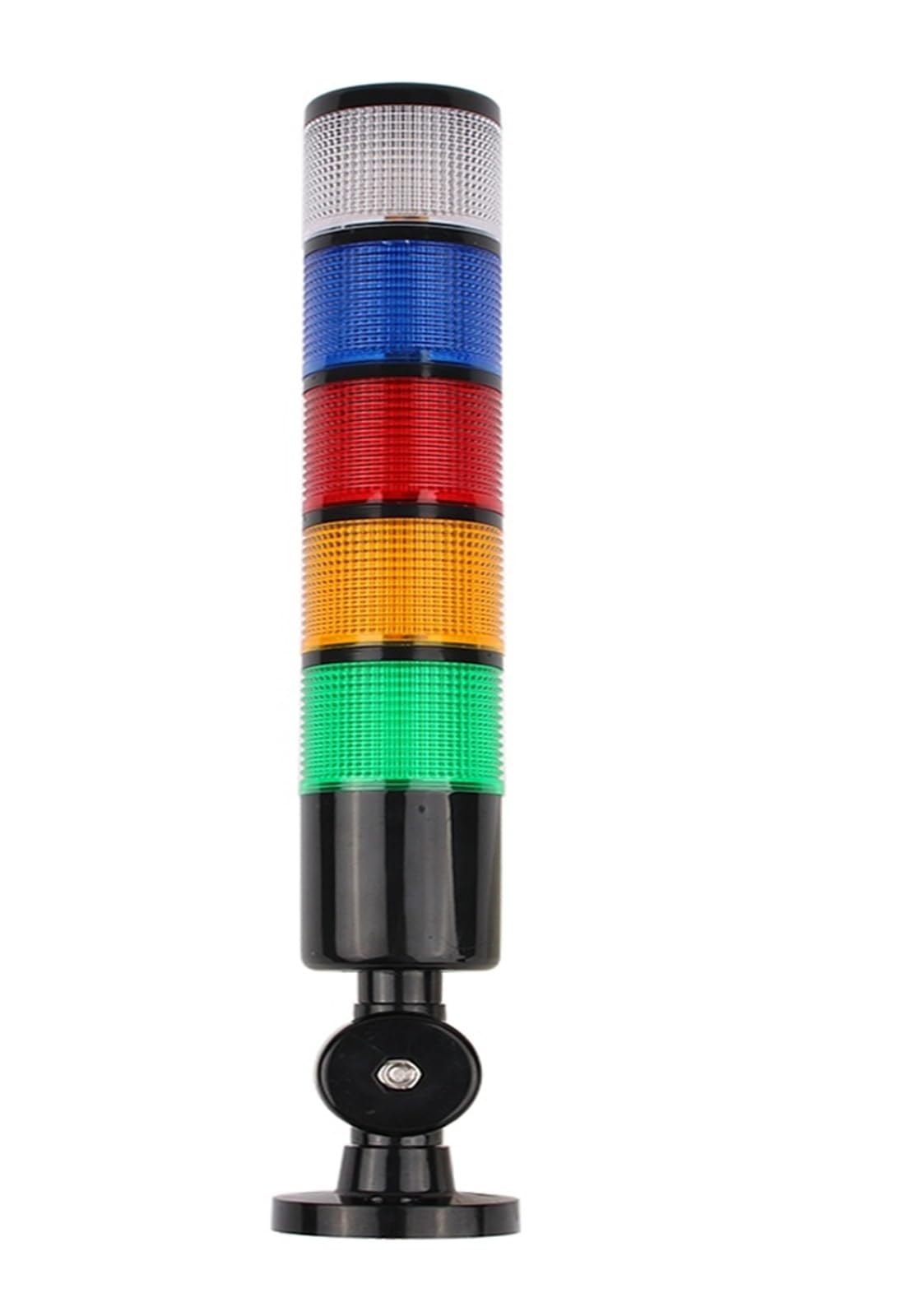 H50 Multilayer Rotary Industrial LED Signal Stack Tower Warning Light Alarm Device DC12V24V AC220V Caution Machinery lamp(4 Layer-NO Buzzer,Steady Light-DC 12V)