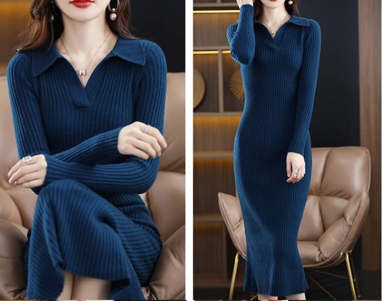 ワンピース suite room knit long dress Long Sleeve Dresses for Women Autumn Winter Bodycon Party Gala One