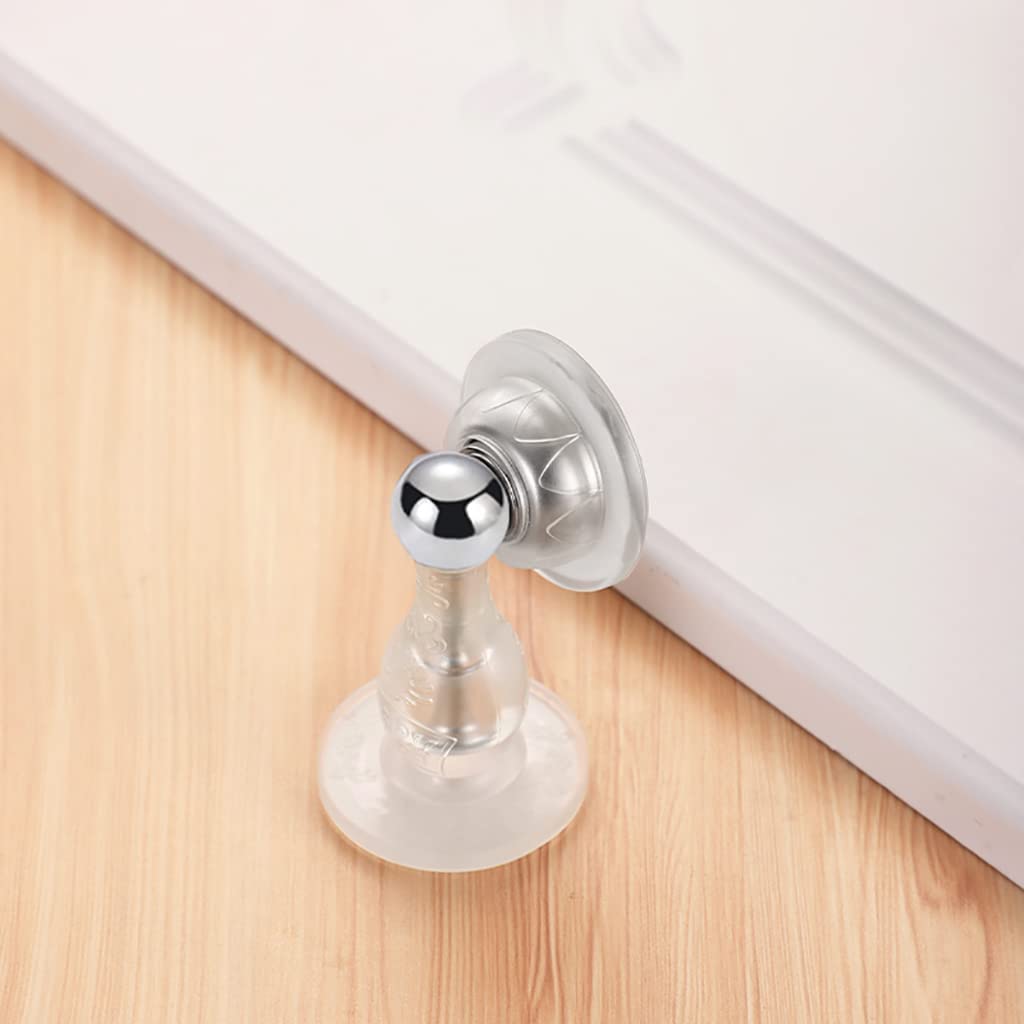 topes de Puerta, Tope de Puerta, Piso magnético montado en la Pared Silicona Acero Inoxidable Autoadhesivo, Soporte Resistente(Transparent)