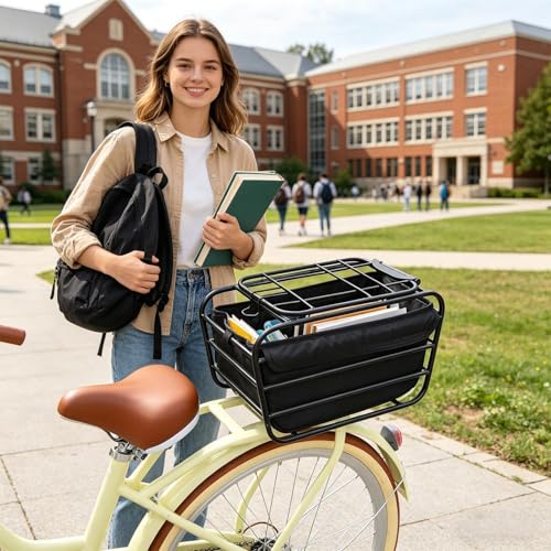 Panier de vélo fermé en fil d'acier noir pour montage fixe