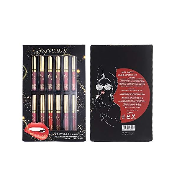 UCANBE 12Pcs/Set Velvet Matte Liquid Lipstick Makeup Classic Waterproof Long Lasting Smooth Soft Reach Colors Full Lips Gloss For Women Gift