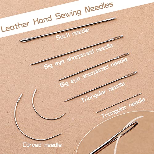 32 Yards Waxed Thread With Leather Hand Sewing Needles, 150D Flat Sewing Waxed Thread, And Leather Repair Needles For Home Upholstery Carpet Leather Canvas Repair And Sewing (Beige) #TOP2