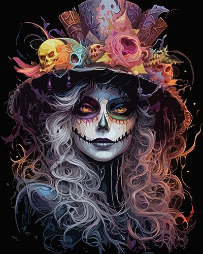 Peinture par numéros Halloween portrait femme adulte kit toile acrylique 40x50 cm Tucocoo