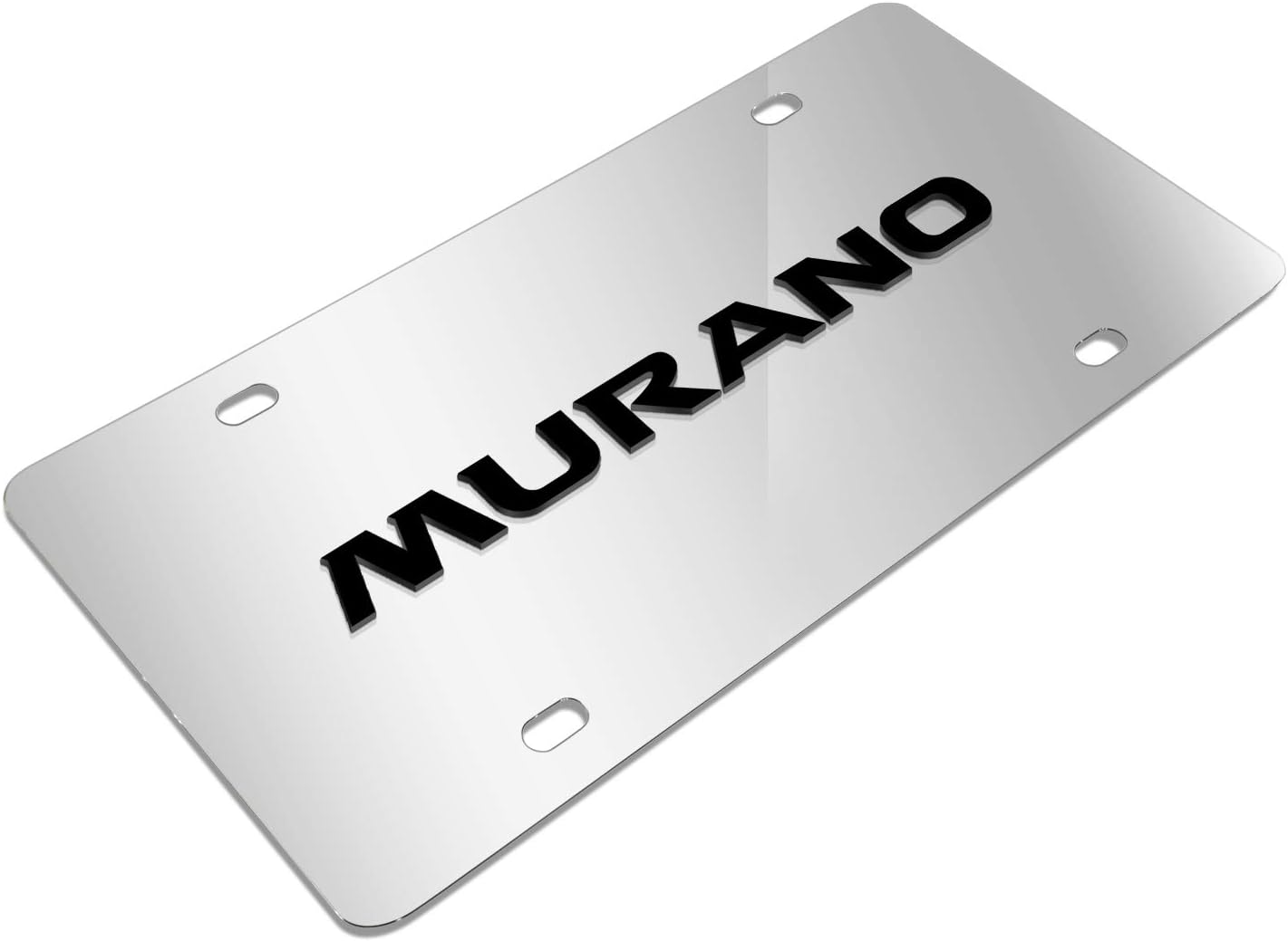 iPick Image for Nissan Murano 3D Black Logo Mirror Chrome Stainless Steel License Plate