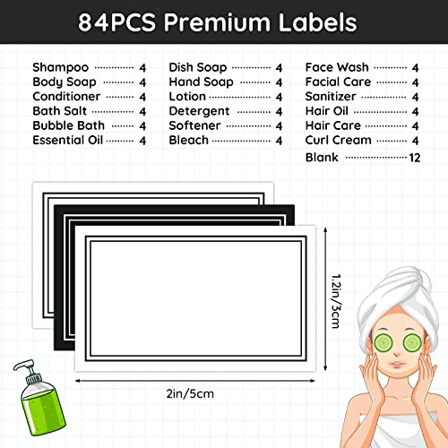 Image of Segbeauty 84 Pack Self-Adhesive Waterproof Labels, Removable Soap Dispenser Bottles Stickers for Bathroom, Kitchen, Laundry & DIY Cleaning, Modern Farmhouse Home Decor