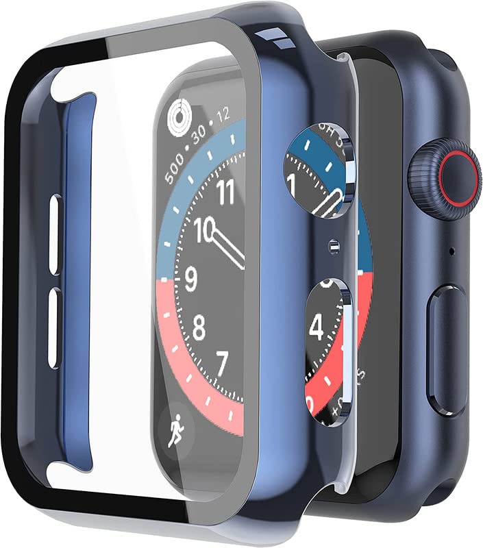 Image of Saola Ultra-Thin Hard Case with Built-in Scratch Resistant Tempered Glass for Apple Watch SE /Series 4 /5 /6 (Blue)