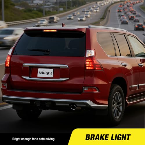 Image of Nilight Third Brake Light Tail High Mount 3rd Stop Lights Smoked Lens Compatible with Toyota XA40 2013-2018 and GX460 2010-2019 Van SUV Rear Center Cab Lamp