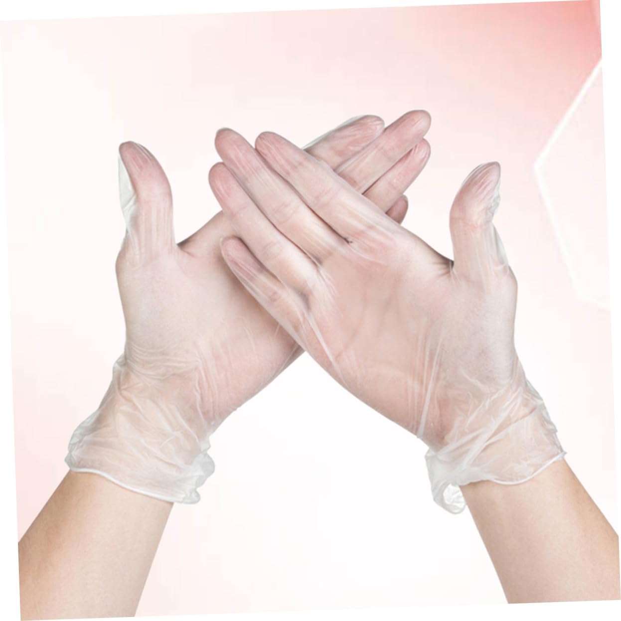 100pcs Disposable Glove Serving Disposable Sheer Kitchen Mittens Industrial Food Processing Restaurant Powder- Food Transparent/5405