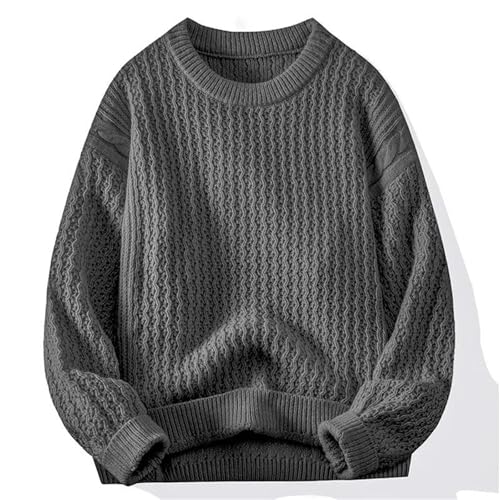 Men's Retro Lazy Round Neck Large Size Sweater Fashion Comfortable Fisherman Cable Knit Pullover2