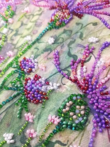 Image of Wizardi Bead Embroidery Kit - Cornflowers in the Field. Colorful Beads, Beading Needles. DIY Kit. Embroidery for Beginners. Home Decor. AB-882 Abris Art