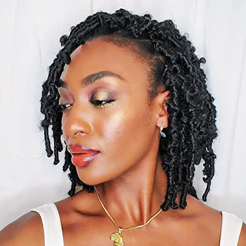Toyotress Butterfly Locs Crochet Hair - 8 Inch 8 Pcs Pre-Twisted Distressed Crochet Braids Pre-Looped Synthetic Braiding Hair Extensions (8 Inch,1B) #TOP2