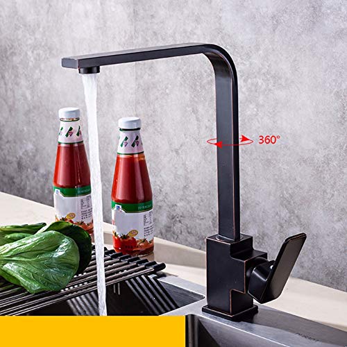 Robinet cuisine en cuivre Noir B avec commande eau chaude et froide - 6