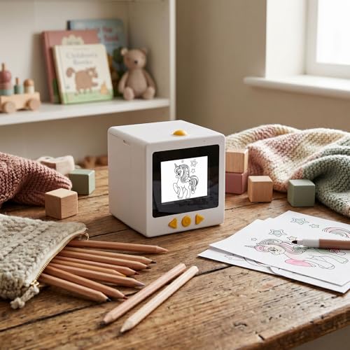 Image of Jiawu Smart AI Voice Sticker Printer, Portable Mini Thermal Printer with APP, 2 Paper Rolls & 6 Colored Pencils, 2.4in HD Screen AI Sticker Maker for Scrapbooking, Crafts, Gift