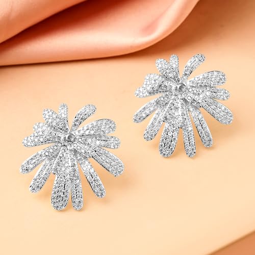 Image of Rubans Stud Earrings American Diamond Zirconia Stylish Jewellery Gift for Women & Girls