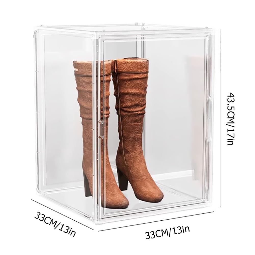 Scatola per scarpe in acrilico trasparente, impilabile, per scarpe da ginnastica, stivali, con coperchio, versatile, per scarpe, borse e libri, 1 pezzo