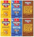 Yorkshire Tea Variety Pack x40 Tea Bags, Flavours Inc. Malty Biscuit Brew, Decaf Bedtime Brew and Caramelised Biscuit Brew (Pack of 6, Total 240 Tea Bags)