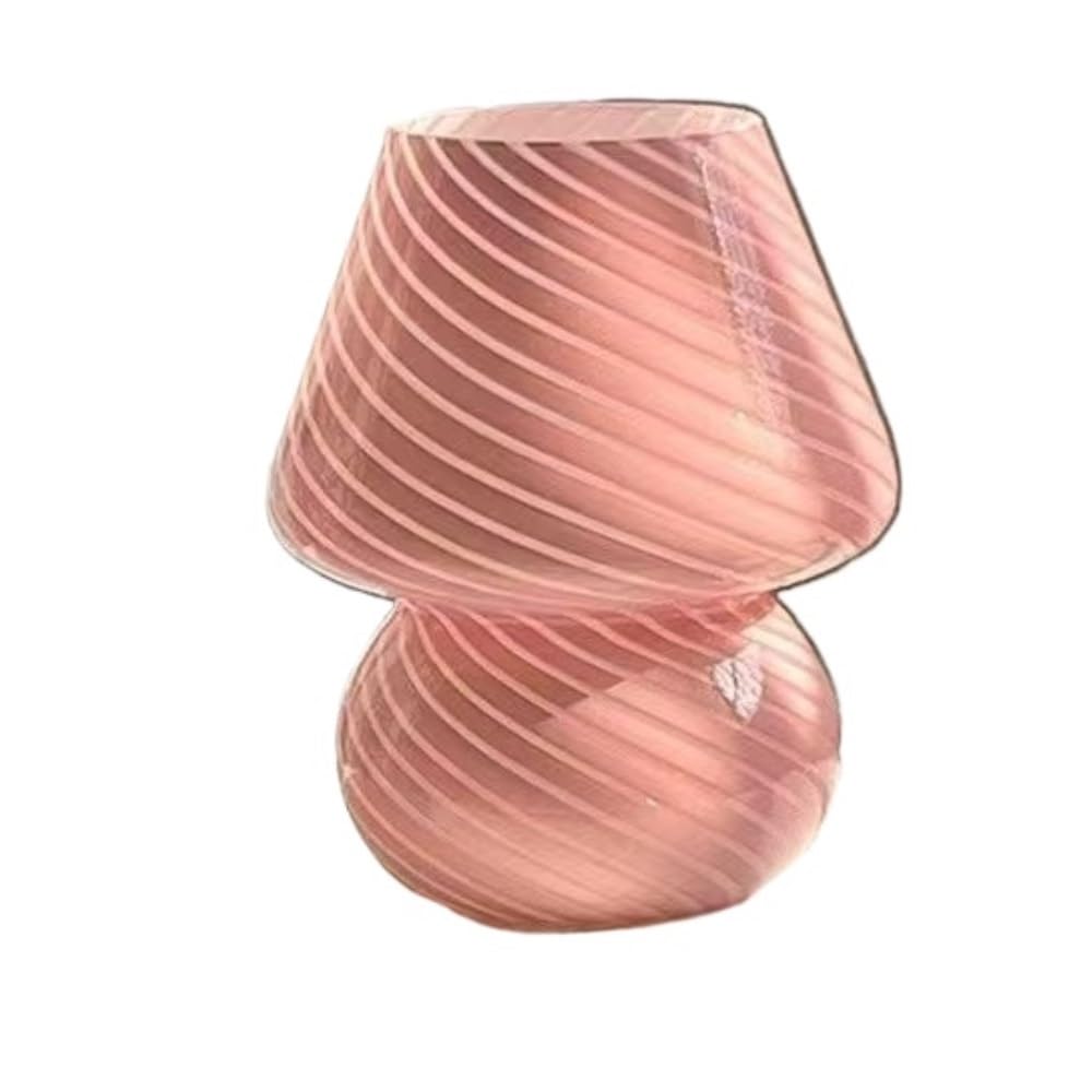 Lampada in vetro a fungo, luce notturna da comodino vintage | Forma a fungo, paralume in vetro, dimmerabile tramite USB, stile vintage, luce notturna(Pink)