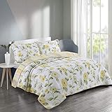 Couvre-lit matelassé de haute qualité : le tissu des couvre-lits et taies d'oreiller double king size est en coton naturel, avec un noyau en coton de haute qualité, durable, doux, doux pour la peau et respirant.