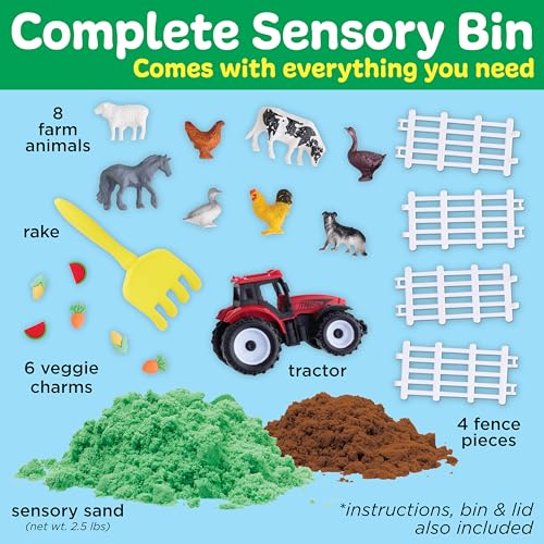 Image of Creativity for Kids Sensory Bin: Farm | Calming, Screen-Free Play with Sand, Animals & Tools | Summer Activities for Toddlers | Back to School Fun (Ages 3+)