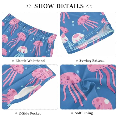 ALAZA Cartoon Jellyfish Bubble Pajama Shorts Elastic Waist Casual Sleep Shorts with Pockets Size 6-143