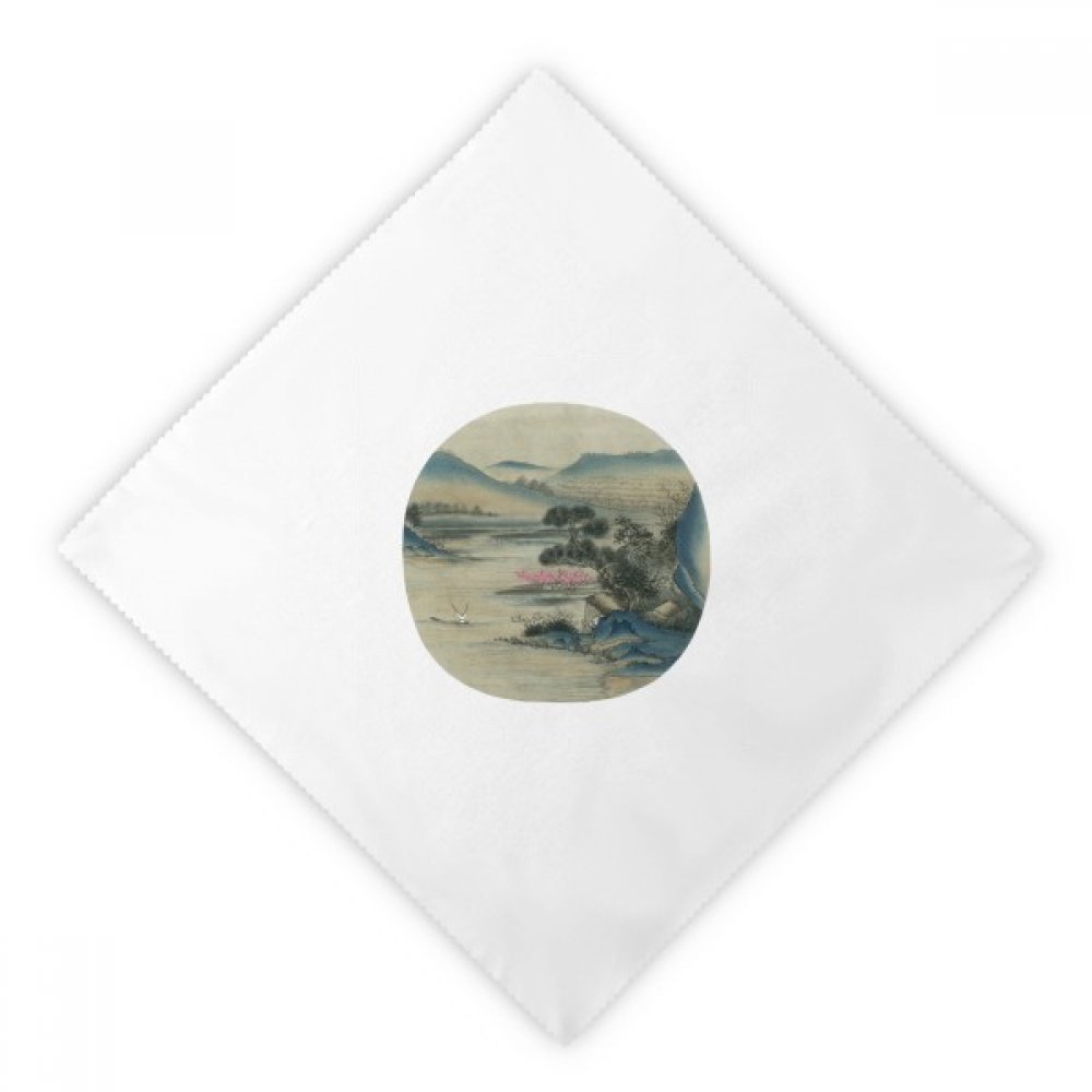 Servilletas de tela blancas con pintura china de barco para cenas elegantes