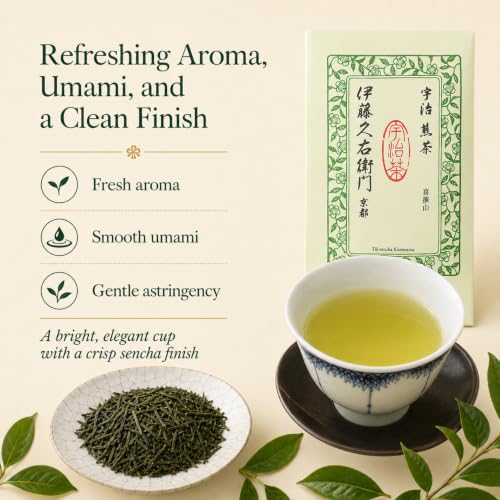 Image of ITOHKYUEMON KYOTO Uji Sencha Green Tea KISENYAMA, 0.17 lb Premium Japanese Loose Leaf Tea JAPAN