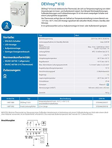 Devi devireg 140F1080 Thermostat de sol et régulateur antigel - 3