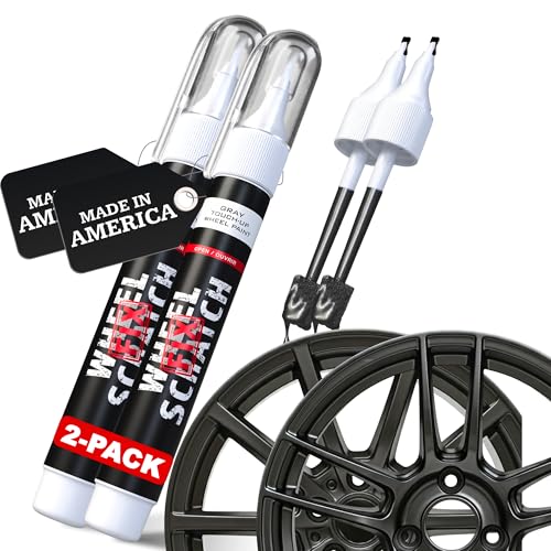 Wheel Scratch Fix® Gray Touch Up Paint for Cars - DIY Alloy Wheel Paint Repair, Curb Rash Remover with Fast-Drying Pen - Long-Lasting OEM Finish Car Rim Paint for Scuffs and Chips at Home, 2-Pack (GRAY PACK (ANTHRACITE & SATIN DARK GREY))