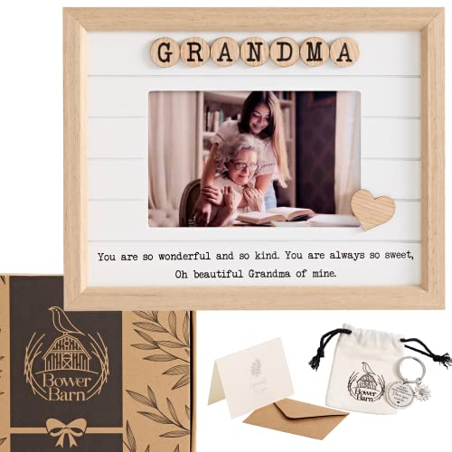 Bower Barn Best Grandma Gifts For Mother's Day- Grandma Picture Frame - Birthday Gifts For Grandma From Granddaughter Or Grandson - Gift Idea For Grandmother - 6X4 Picture Frame, Keychain And Card #TOP3
