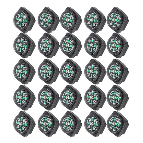 25 piezas brújula pulsera supervivencia negra plástico miniatura 4