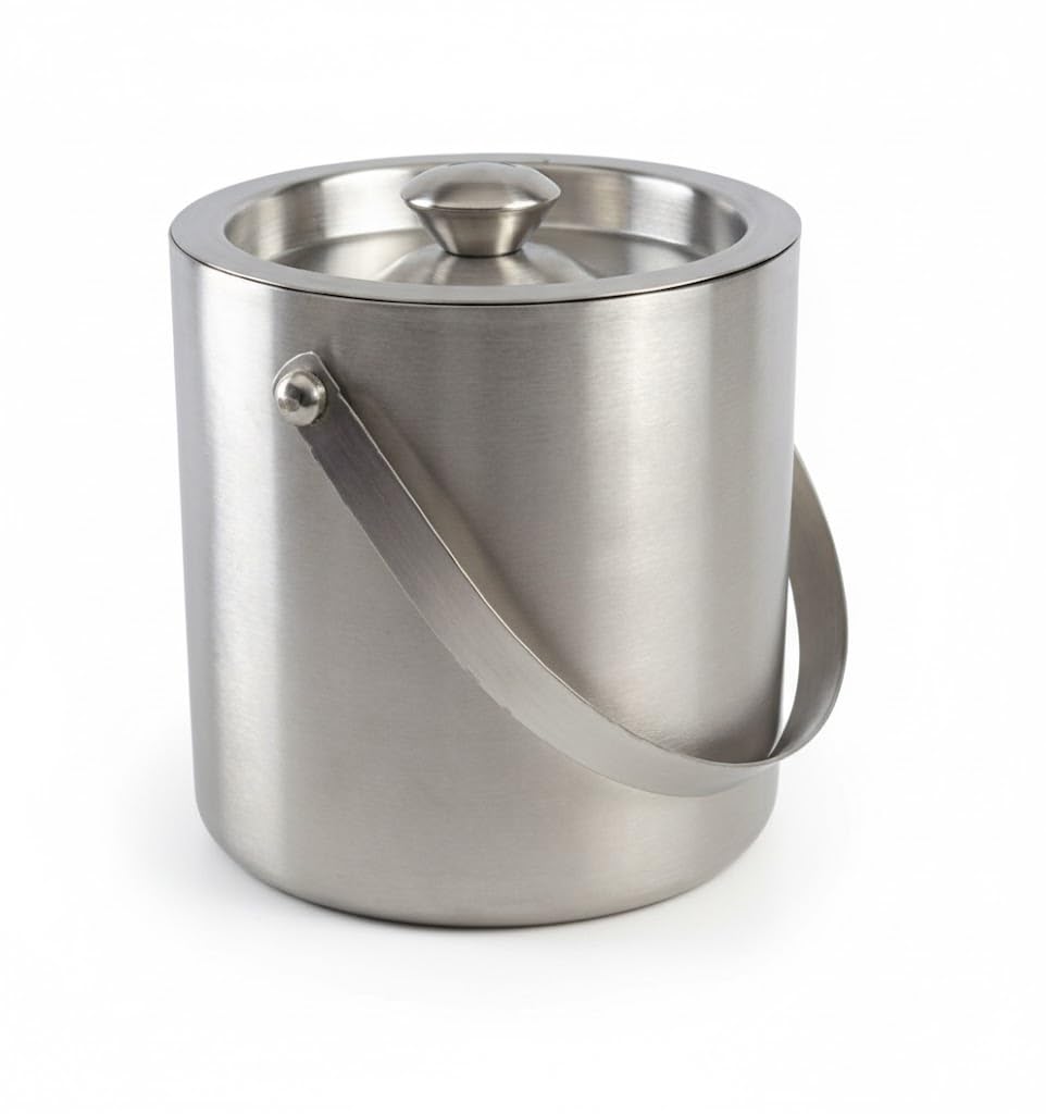 finality Double Walled Stainless Steel Insulated Ice Bucket with Lid | | 1 Liter | Keeps Ice Cold for 6 h | Great bar Accessories for Home, Mini bar | ice Cube Box