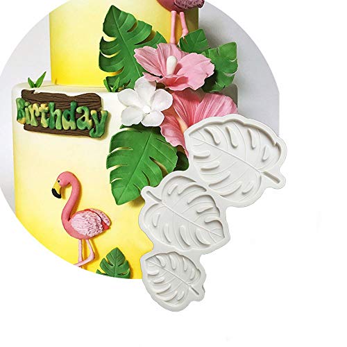 LEBERY Tropical Palm Leaves Silicone Mold Cactus Fondant Mold for Hawaii Aloha Theme Party Birthday Baby Shower Cake Border Decoration, Cupcake Topper, Sugarcraft, Polymer Clay, Epoxy Resin, Gum Paste