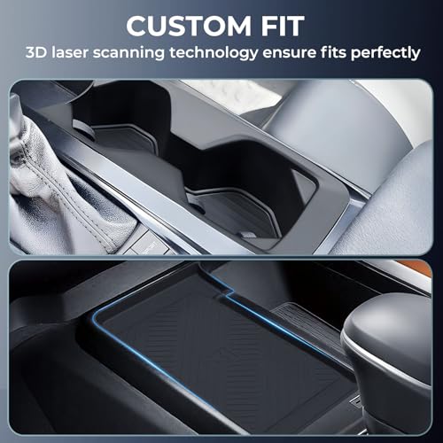 Image of Cup Holder Insert & Wireless Charging Protective Mat for Toyota Camry 2026 2025, Center Console Interior Accessories Cup Holder & Wireless Charger Cover Pad for 2025-2026 Camry, Black