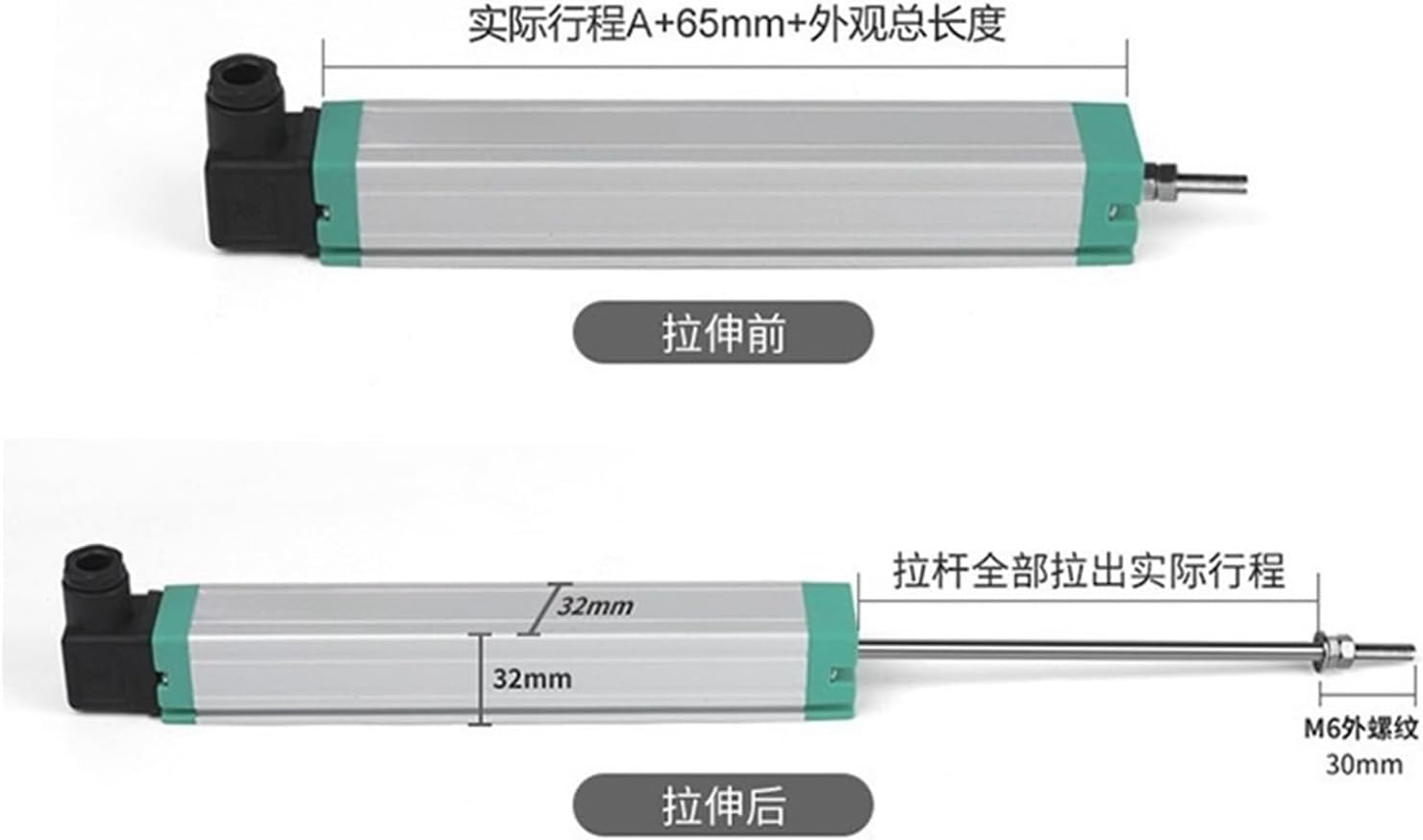Injection molding Machine Electronic Ruler General-Purpose KTC75mm-600mm Linear Displacement Sensor tie Rod Type(225mm)